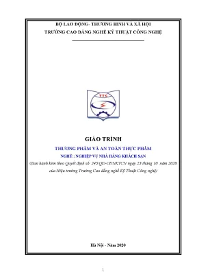 Giáo trình thương phẩm và an toàn thực phẩm nghề nghiệp vụ nhà hàng khách sạn trung cấp