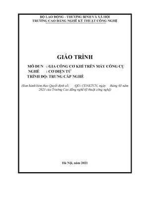 Giáo trình gia công cơ khí trên máy công cụ nghề cơ điện tử trình độ cao đẳng nghề