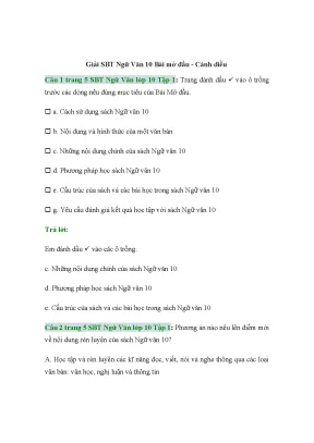 Giải sbt ngữ văn lớp 10 cánh diều full