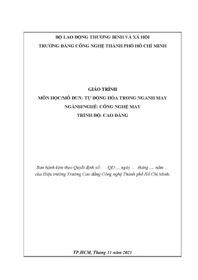 Giáo trình tự động hóa trong ngành may nghề công nghệ may trình độ cao đẳn