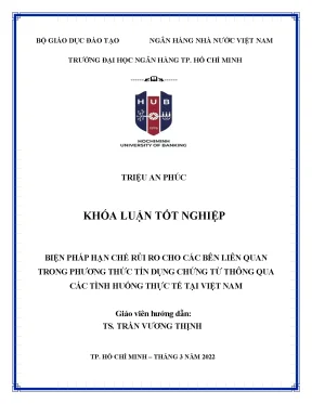 Biện pháp hạn chế rủi ro cho các bên liên quan trong phương thức tín dụng chứng từ thông qua các tình huống thực tế tại việt nam