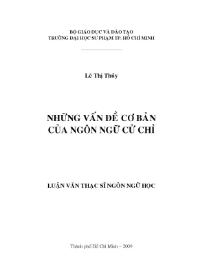 Luận văn thạc sĩ những vấn đề cơ bản của ngôn ngữ cử chỉ