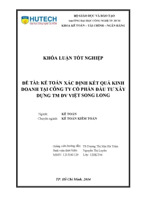 Khóa luận tốt nghiệp kế toán xác định kết quả kinh doanh tại công ty cổ phần đầu tư xây dựng tm dv việt song long