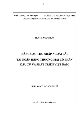 0712 nâng cao thu nhập ngoài lãi tại nhtm cp đầu tư và phát triển việt nam luận văn thạc sĩ tcnh huỳnh ngọc hữu khuất duy tuấn tp hcm đh nh hcm 2019 x
