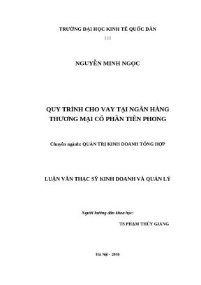 Luận văn thạc sĩ quy trình cho vay tại ngân hàng thương mại cổ phần tiên phong