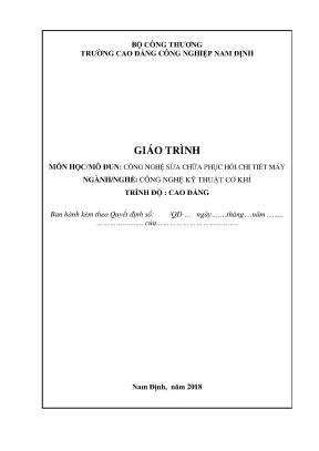 Giáo trình công nghệ sửa chữa phục hồi chi tiết máy