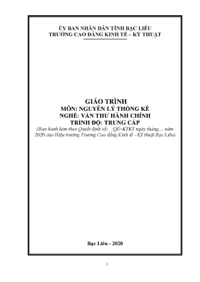 Giáo trình nguyên lý thống kê nghề văn thư hành chính trình độ trung cấp