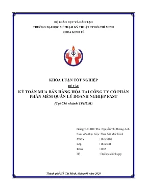 Khóa luận tốt nghiệp kế toán mua bán hàng hóa tại công ty cổ phần phần mềm quản lý doanh nghiệp fast tại chi nhánh tphcm