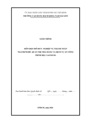 Giáo trình nghiệp vụ thanh toán nghề quản trị nhà hàng và dịch vụ ăn uống cao đẳng