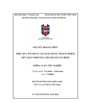 Hiệu quả tín dụng tại ngân hàng tnhh indovina chi nhánh tân bình