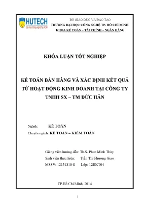 Khóa luận tốt nghiệp kế toán bán hàng và xác định kết quả từ hoạt động kinh doanh tại công ty tnhh sx tm đức hân