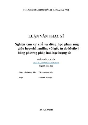 Nghiên cứu cơ chế và động học phản ứng giữa hợp chất aniline với gốc tự do methyl bằng phương pháp hóa học lượng tử