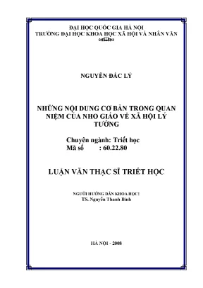 Luận văn thạc sĩ những nội dung cơ bản trong quan niệm của nho giáo về xã hội lý tưởng