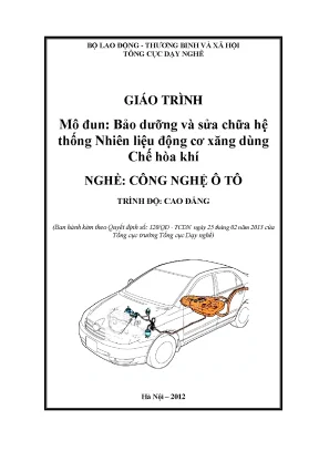 Giáo trình bảo dưỡng sửa chữa hệ thống nhiên liệu động cơ xăng dùng chế hoà khí