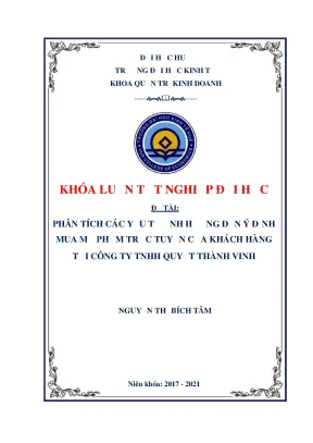 Khóa luận tốt nghiệp phân tích các yếu tố ảnh hưởng đến ý định mua mỹ phẩm trực tuyến của khách hàng tại công ty tnhh quyết thành vinh