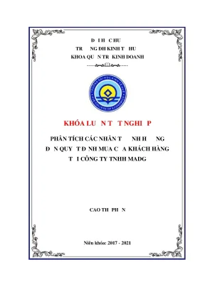 Khóa luận tốt nghiệp phân tích các nhân tố ảnh hưởng đến quyết định mua của khách hàng tại công ty madg
