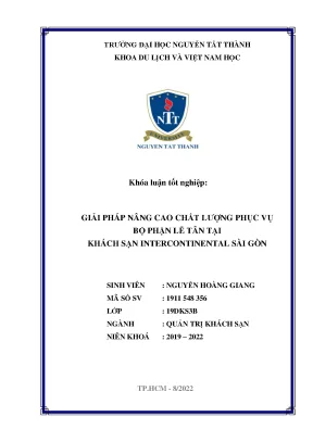 Giải pháp nâng cao chất lượng phục vụ bộ phận lễ tân tại khách sạn intercontinental sài gòn sinh viên nguyễn hoàng gia