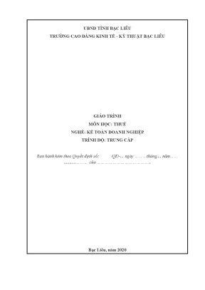 Giáo trình môn thuế nghề kế toán doanh nghiệp trình độ trung cấp