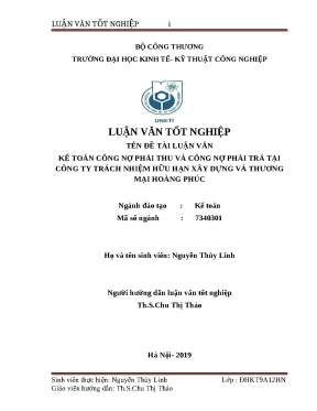 Luận văn tốt nghiệp kế toán công nợ phải thu và công nợ phải trả tại công ty tnhh xây dựng và thương mại hoàng phúc