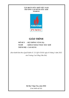 Giáo trình hệ thống nâng hạ nghề khoan khai thác dầu khí cao đẳng