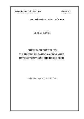 Luận văn chính sách phát triển thị trường khoa học và công nghệ từ thực tiễn thành phố hồ chí minh