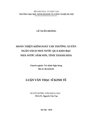 Luận văn thạc sĩ hubt kiểm soát chi thường xuyên ngân sách nhà nước qua kho bạc nhà nước sầm sơn tỉnh thanh hóa