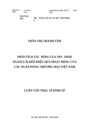0536 phân tích tác động của thu nhập ngoài lãi đến hiệu quả hoạt động của các nhtm việt nam luận văn thạc sĩ tcnh trần thị thanh tâm nguyễn minh sáng tp