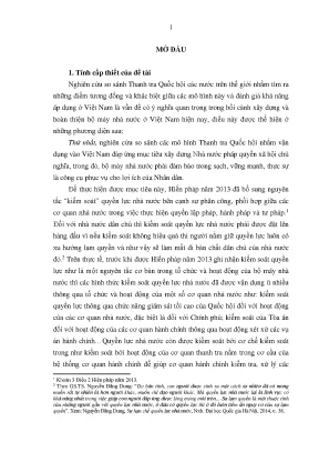 Uận án nghiên cứu so sánh cơ quan thanh tra quốc hội trên thế giới và khả năng áp dụng tại việt nam
