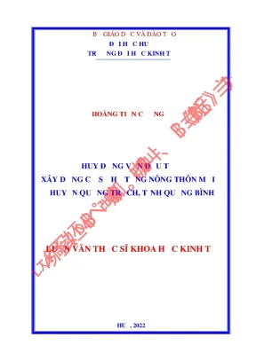 Huy động vốn đầu tư xây dựng cơ sở hạ tầng nông thôn mới ở huyện quảng trạch tỉnh quảng bình