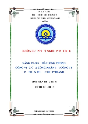 Khóa luận tốt nghiệp nâng cao sự hài lòng trong công việc của công nhân tại công ty cổ phần phước hiệp thành