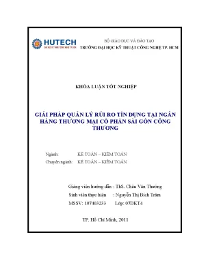 Khóa luận giải pháp quản lý rủi ro tín dụng tại ngân hàng thương mại cổ phần sài gòn công thương