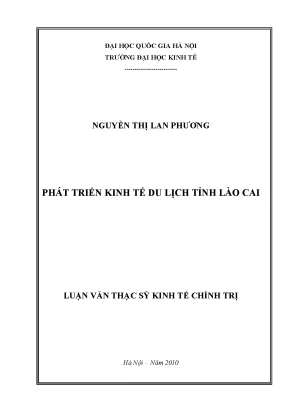 Luận văn thạc sĩ phát triển kinh tế du lịch tỉnh lào cai
