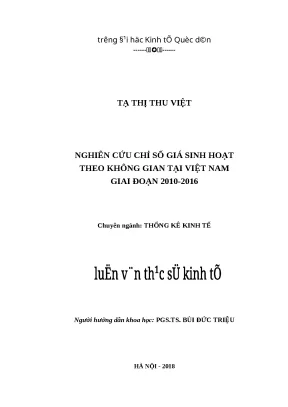 Luận văn thạc sĩ hubt nghiên cứu chỉ số giá sinh hoạt theo không gian tại việt nam giai đoạn 2010 2016