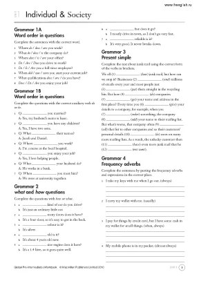 Global pre intermediate workbook