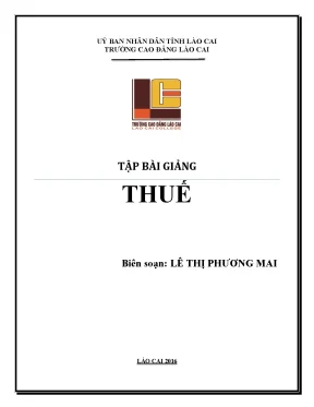 Giáo trình thuế nghề quản trị doanh nghiệp vừa và nhỏ trình độ cao đẳng