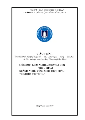 Giáo trình kiểm nghiệm chất lượng thực phẩm nghề công nghệ thực phẩm trung cấp