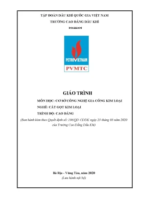 Giáo trình cơ sở công nghệ gia công kim loại nghề cắt gọt kim loại trình độ cao đẳng