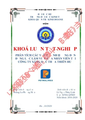 Khóa luận tốt nghiệp phân tích các yếu tố ảnh hưởng đến động lực làm việc của nhân viên tại công ty xăng dầu thừa thiên huế