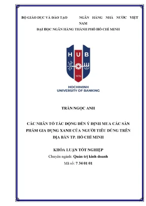 Các nhân tố tác động đến ý định mua các sản phẩm gia dụng của người tiêu dùng trên địa bàn tp hồ chí minh