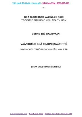 Luận văn vận dụng kế toán quản trị vào các trường chuyên nghiệp