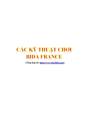 Các kỹ thuật chơi bida giáo trình chơi bida cơ bản và nâng cao