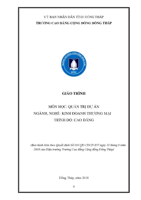 Giáo trình quản trị dự án nghề kinh doanh thương mại cao đẳng