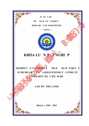 Nghiên cứu các nhân tố ảnh hưởng đến quyết định mua rượu của khách hàng tại công ty tnhh mtv thực phẩm huế