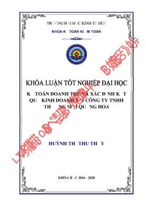 Khóa luận tốt nghiệp kế toán doanh thu và xác định kết quả kinh doanh tại công ty tnhh thương mại quảng hoa