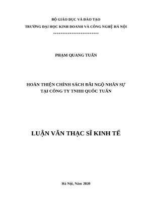 Luận văn thạc sĩ hubt chính sách đãi ngộ nhân sự tại công ty tnhh quốc tuấn