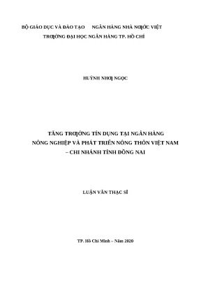 0136 tăng trưởng tín dụng tại nh nông nghiệp và ptnt việt nam chi nhánh tỉnh đồng nai luận văn thạc sĩ tcnh huỳnh như ngọc nguyễn ngọc thạch tp hcm đh