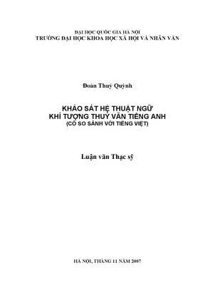 Luận văn thạc sĩ khảo sát hệ thuật ngữ khí tượng thủy văn tiếng anh có so sánh tiếng việt