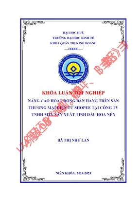 Nâng cao hoạt động bán hàng trên sàn thương mại điện tử shopee tại công ty tnhh mtv sản xuất tinh dầu hoa nén