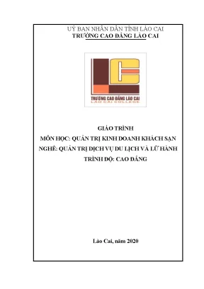 Giáo trình quản trị kinh doanh khách sạn ngành quản trị du lịch và lữ hành cao đẳng