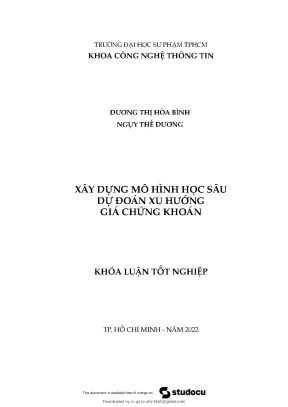Xây dựng mô hình học sâu dự đoán xu hướng giá chứng khoán khóa luận tốt nghiệp